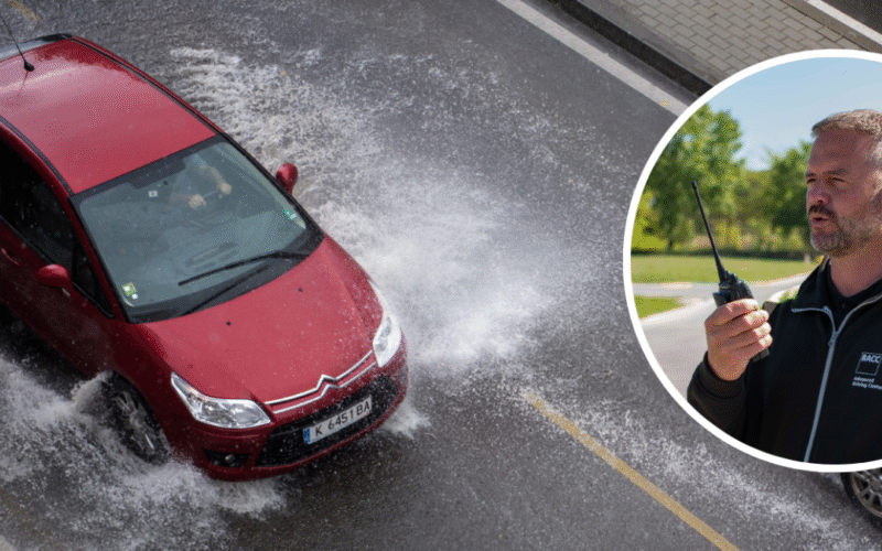 Carles Llinàs, instructor del RACC: “Ante una situación de aquaplaning no debes plantearte si debes frenar o no, pregúntate qué es lo que sabes hacer; y si no tienes ni idea, frena”