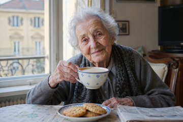 Carla Villa, anciana de 101 años: «Me levanto sobre las 08:00, y desayuno con café y galletas. No almuerzo y ceno pollo con verduras o pescado»